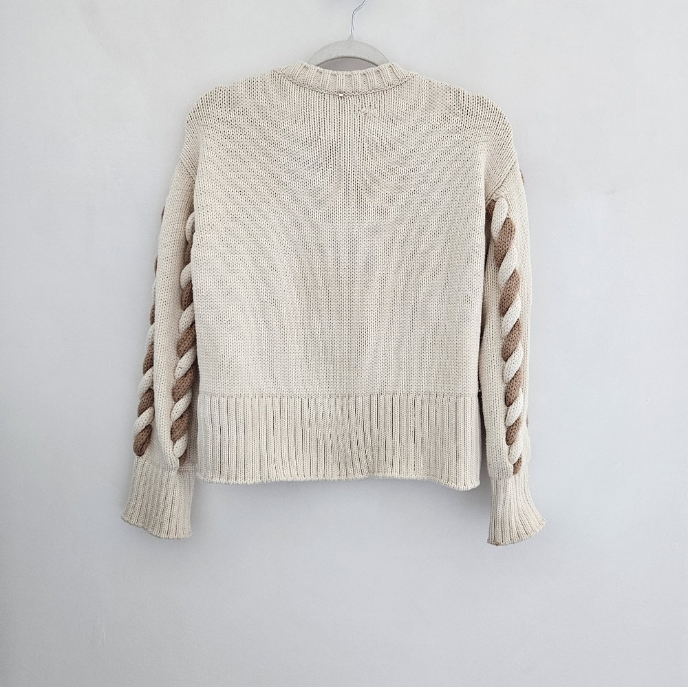 SPORTMAX Gatti Cream And Brown Chunky Braided Cableknit Sweater - Picture 2 of 10